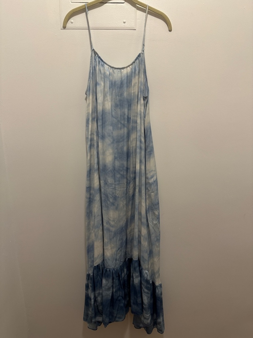 Free People Light Blue and White Tie-Dye Maxi Dress